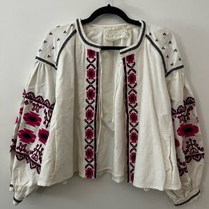 Boutique jacket, white with threaded design